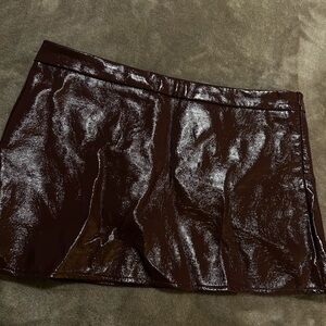 Missguided Shiny Brown Mini Skirt